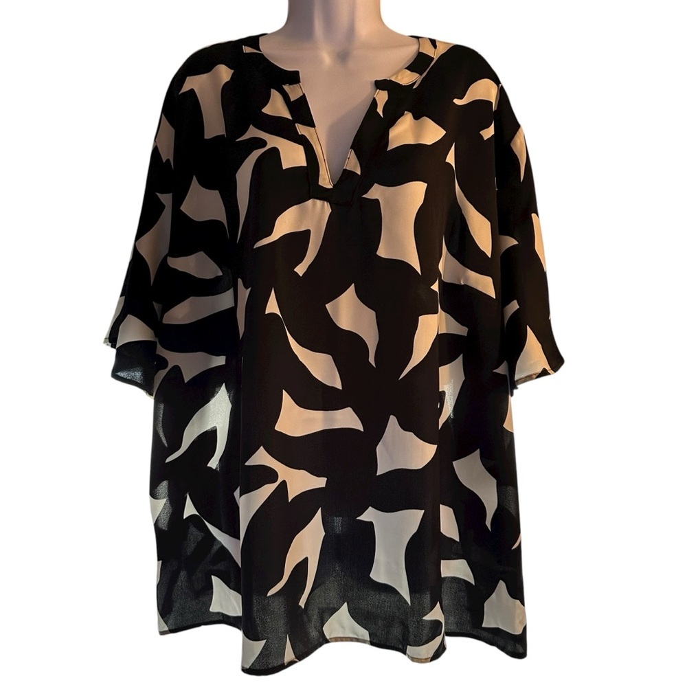 Nine West Elbow Sleeve Popover Blouse 3X NWT